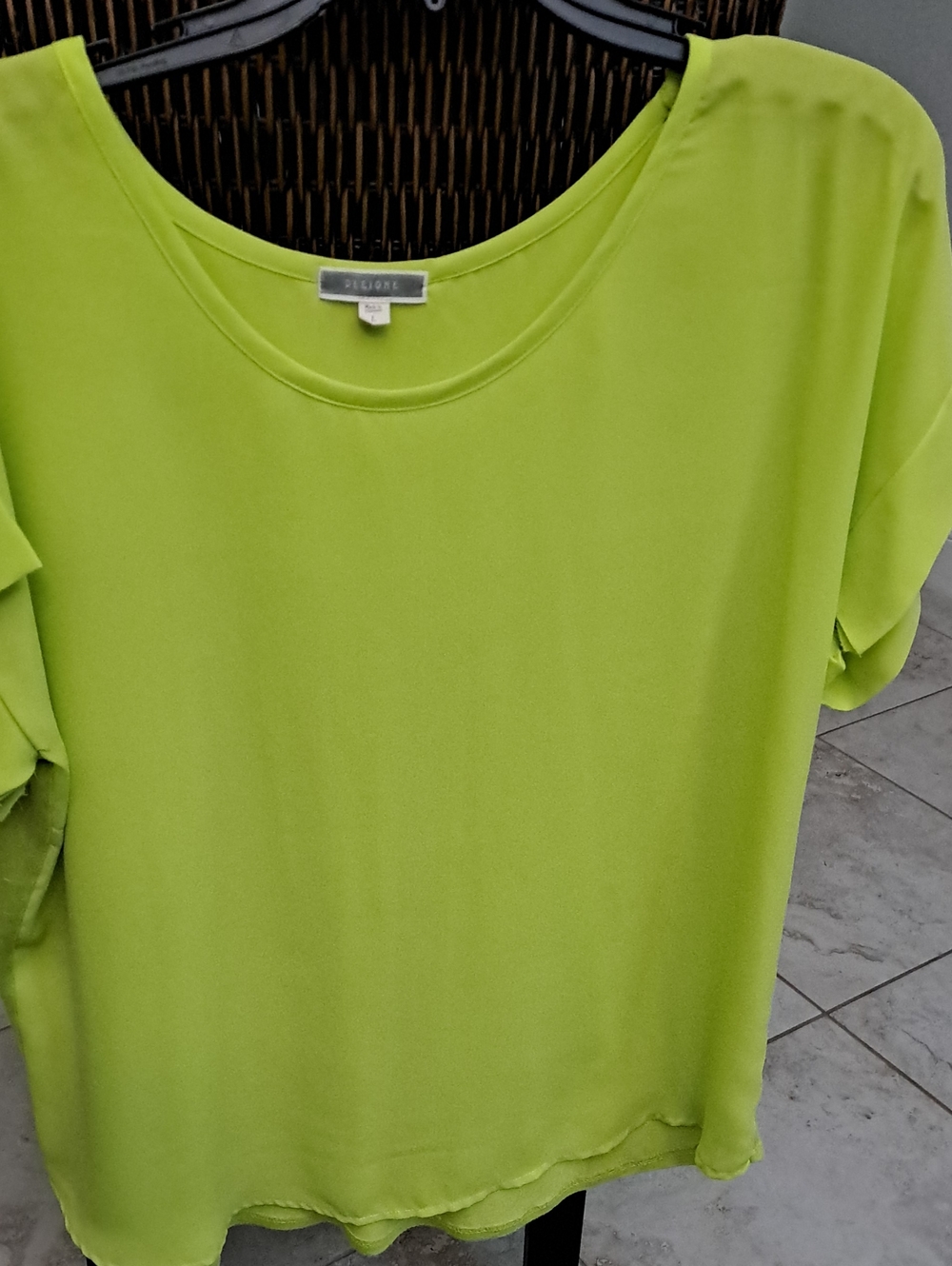 Pleione Lime Green Short Sleeve Blouse